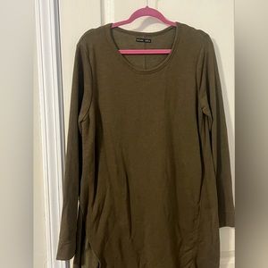 Zara Asymmetrical Olive Green long sleeve shirt